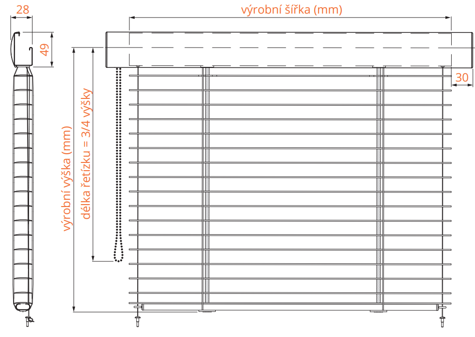 Vertikální žalužie - Domykavé horizontální s krycí lištou -  vyměřovací a montážní návod